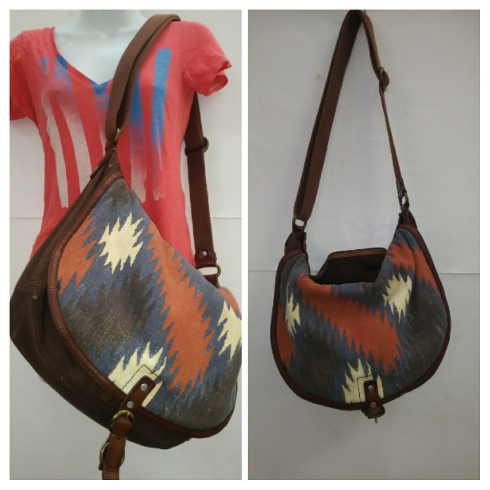Lucky Brand Brown & Blue Crossbody Bag